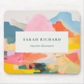 Boho Abstract Berglandschap Roze Blauwe Logo Muismat (Voorkant)