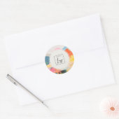 Boho Abstract Berglandschap Roze Blauwe Logo Ronde Sticker (Envelop)