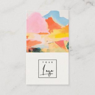 Boho Abstract Berglandschap Roze Blauwe Logo Visitekaartje
