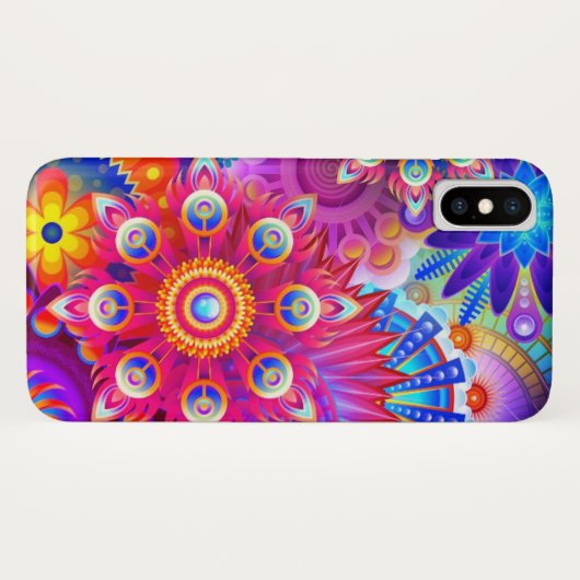 Boho abstract bloemkleurig bloempatroon Case-Mate iPhone case (Achterkant (horizontaal))