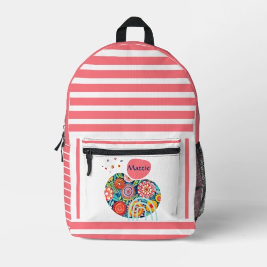 Boho abstract bloemontwerp bedrukte rugzak (Voorkant)