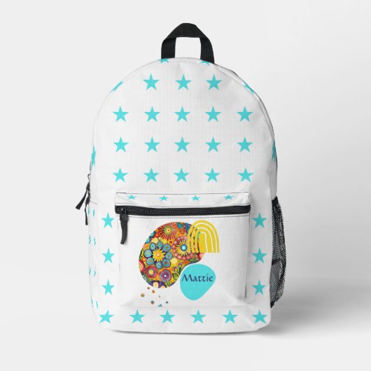 Boho abstract bloemontwerp bedrukte rugzak (Voorkant)