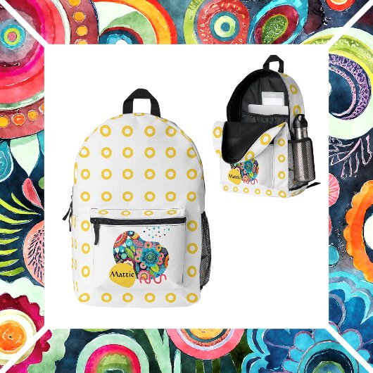 Boho abstract bloemontwerp bedrukte rugzak