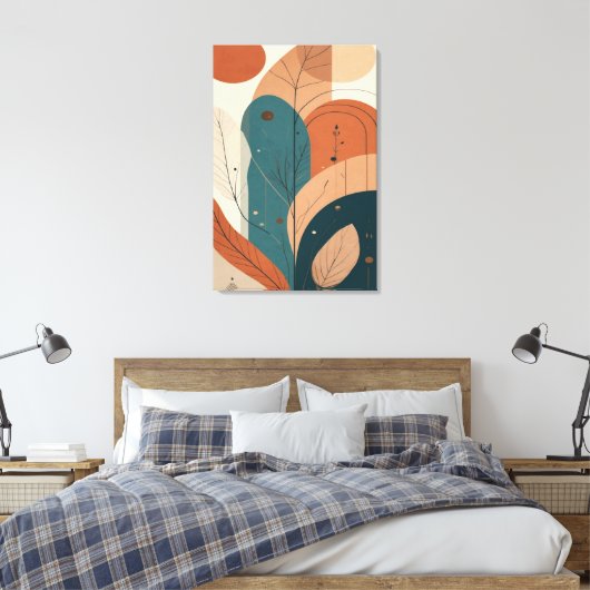 Boho Abstract Botanical Modern Minimal Wall Art Canvas Afdruk (Insitu (Slaapkamer))