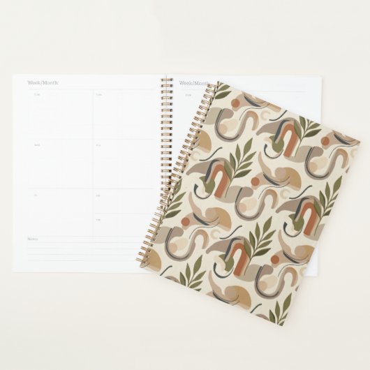 Boho Abstract Botanisch Notitieboek Omslag Achterg (Display)
