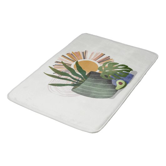 Boho Abstract Botanisch Potlood Plant Bath Mat (Gekanteld)