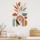 Boho Abstract Botanische Retro Minimaal Kunst Poster (Keuken)