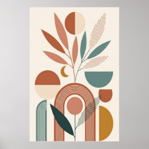 Boho Abstract Botanische Retro Minimaal Kunst Poster