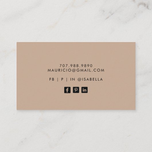 Boho Abstract Bruin Grijs Belkaart Visitekaartje (Achterkant)