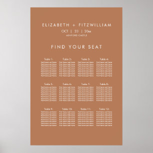 Boho Abstract Caramel Mocha Zitplaatskaart Poste Poster