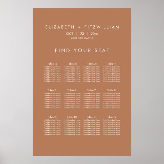Boho Abstract | Caramel Mocha Zitplaatskaart Poste Poster (Voorkant)