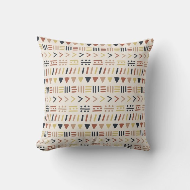 Boho Abstract Dash Dot Tribal Symbool Patroon Kussen (Voorkant)