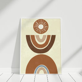 Boho Abstract Earth Tone Folk en Rainbow Poster