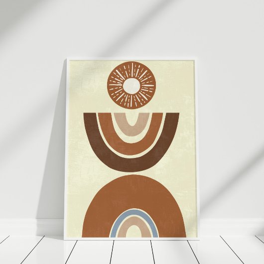 Boho Abstract Earth Tone Folk en Rainbow Poster