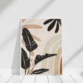 Boho Abstract Earth Tone Leaves en Rainbow Poster