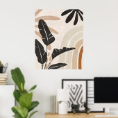 Boho Abstract Earth Tone Leaves en Rainbow Poster (Thuiskantoor)