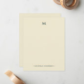 Boho Abstract Flowers Monogram Naam Stationery Notitiekaartje (Voorkant / Achterkant in situ)