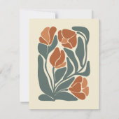 Boho Abstract Flowers Monogram Naam Stationery Notitiekaartje (Achterkant)