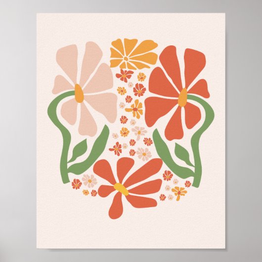 Boho Abstract Flowers Poster (Voorkant)