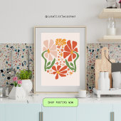 Boho Abstract Flowers Poster