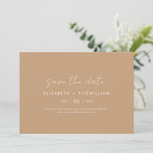 Boho Abstract | Gentle Fawn Horizontal Save The Date (Staand voorkant)