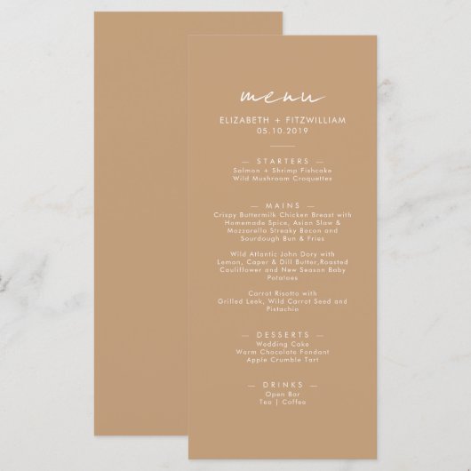 Boho Abstract | Gentle Fawn Trouwdiner Menu (Voorkant / Achterkant)