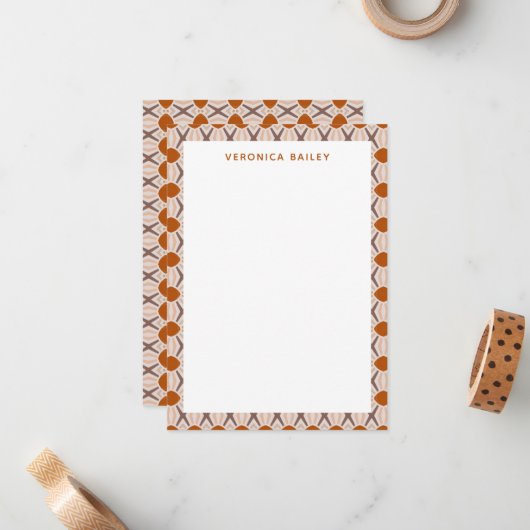 Boho Abstract Geometric Desert Terracotta Personal Notitiekaartje (Voorkant / Achterkant in situ)