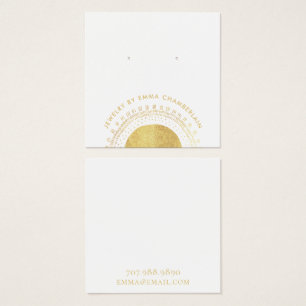 Boho Abstract Gold Circle Earring Display Card Vierkante Visitekaartjes
