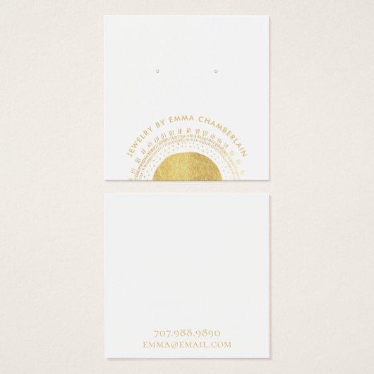 Boho Abstract Gold Circle Earring Display Card Vierkante Visitekaartjes (Voorkant /achterkant)