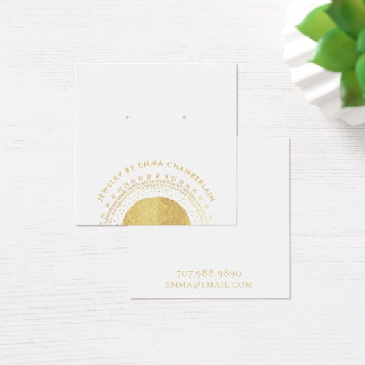 Boho Abstract Gold Circle Earring Display Card Vierkante Visitekaartjes (Bureau)