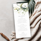 Boho Abstract Groen Wit Bloemen Bruiloft Menu Kaar Kaart