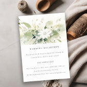 Boho Abstract Groen Wit Bloemen Bruiloft Receptie Informatiekaartje