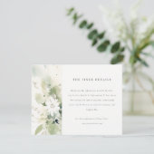 Boho Abstract Groen Wit Bloemen Trouwdetail Informatiekaartje (Staand voorkant)