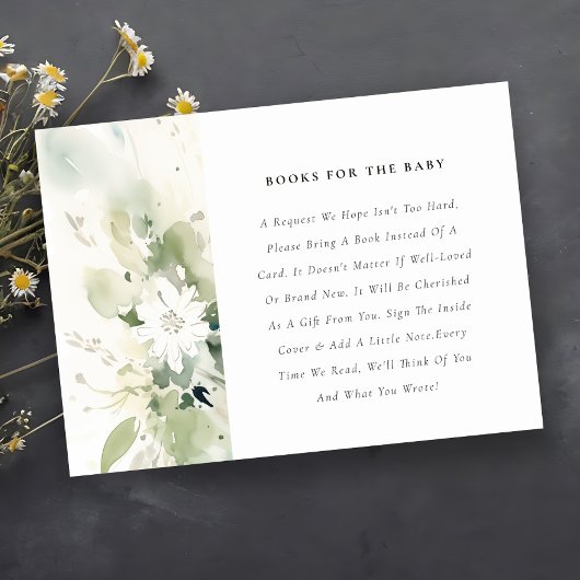 Boho Abstract Groene Bloemen Boeken Voor Baby Show Informatiekaartje