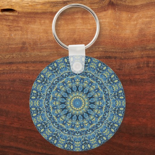 Boho Abstract Groovy Van Gogh Starnacht Mandala Sleutelhanger (Voorkant)
