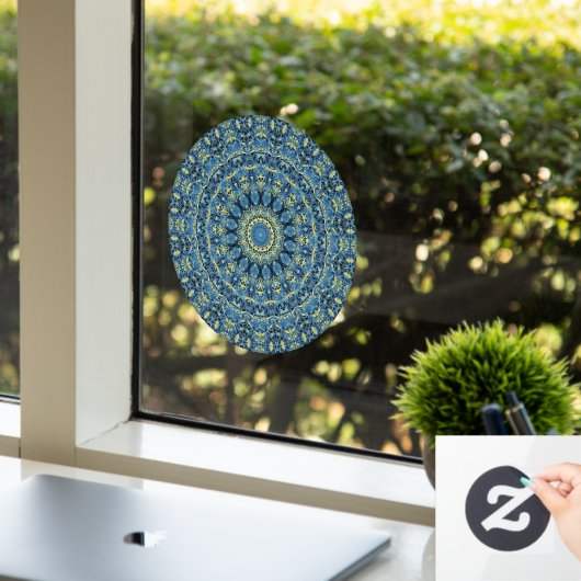 Boho Abstract Groovy Van Gogh Sterrennacht Mandala Raamsticker (Kantoor)