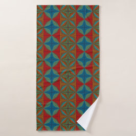 Boho Abstract Hippie Cool Red Blue Ethnic Trippy Badhanddoek