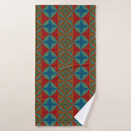 Boho Abstract Hippie Cool Red Blue Ethnic Trippy Badhanddoek (Badhanddoek)