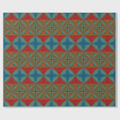 Boho Abstract Hippie Cool Red Blue Ethnic Trippy Cadeaupapier (Vlak)