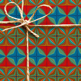 Boho Abstract Hippie Cool Red Blue Ethnic Trippy Cadeaupapier