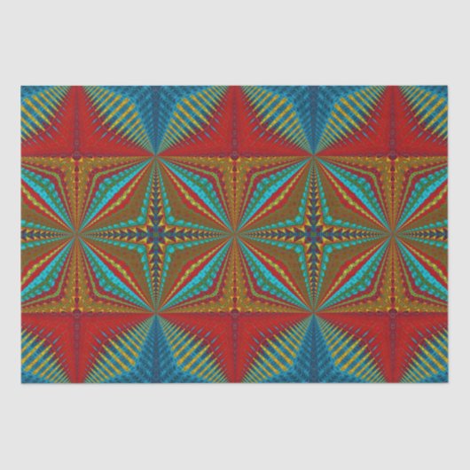Boho Abstract Hippie Cool Red Blue Ethnic Trippy Tissuepapier (Voorkant)