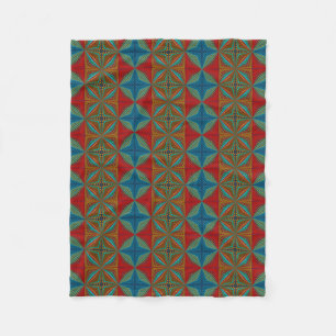 Boho Abstract Hippie Cool Rood Blauw Etnisch Tripp Fleece Deken