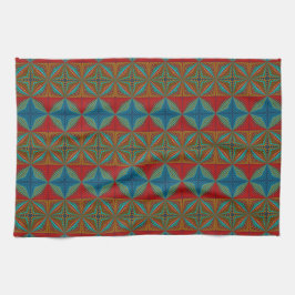Boho Abstract Hippie Cool Rood Blauw Etnisch Tripp Theedoek