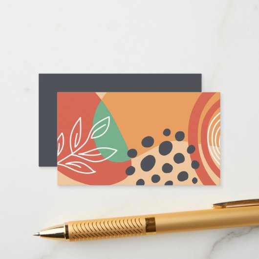 Boho abstract kunstwerk informatiekaartje (Voorkant / Achterkant in situ)