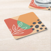 Boho abstract kunstwerk kartonnen onderzetters (Schuin)