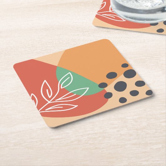 Boho abstract kunstwerk kartonnen onderzetters (Schuin)