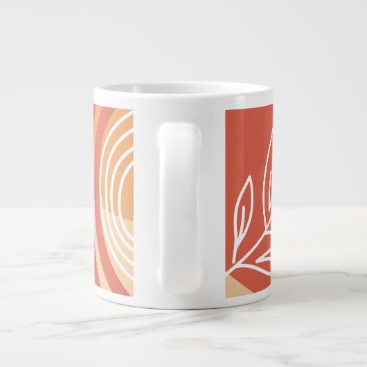 Boho abstract kunstwerk terracotta rood grote koffiekop (Achterkant)