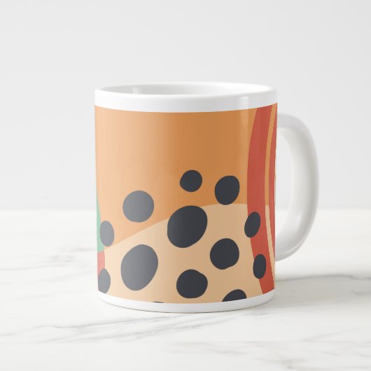 Boho abstract kunstwerk terracotta rood grote koffiekop (Voorkant rechts)