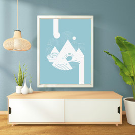 Boho Abstract Landscape Moon Poster
