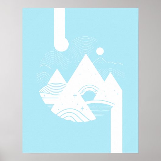 Boho Abstract Landscape Moon Poster (Voorkant)